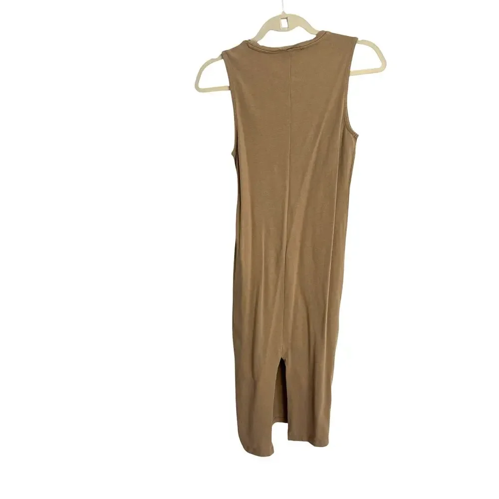 MANGO Cotton Midi Dress Neutral Minimalist Casual - 2